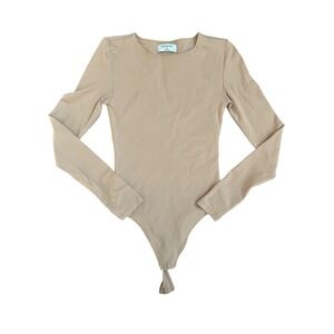 Babaton Aritzia Contour Crew Neck Long Sleeve Bodysuit‎ Tan Beige Women's XS